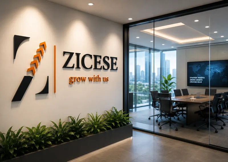 ZICESE office reception with the company logo